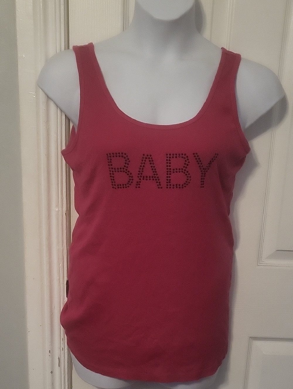Motherhood Rhinestone 'BABY' Pink Tank Top